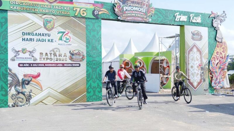 Gowes Pagi, Bupati H. Shalahuddin Bersama Jajaran Pemkab Barut Tinjau Persiapan Batara Expo 2026