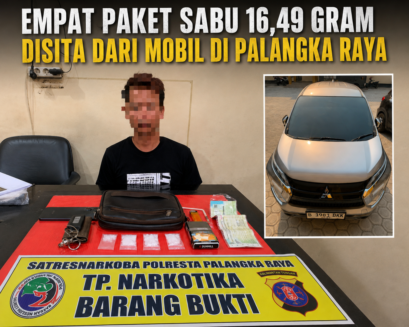 Empat Paket Sabu 16,49 Gram Disita dari Mobil di Palangka Raya