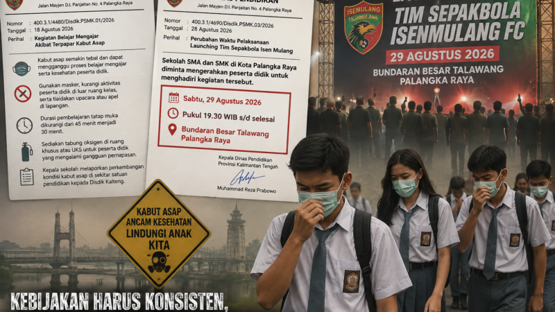 Saat Kabut Asap Mengancam, Siswa Justru Dikerahkan ke Ruang Terbuka, Disdik Kalteng Diminta Jelaskan Kebijakannya