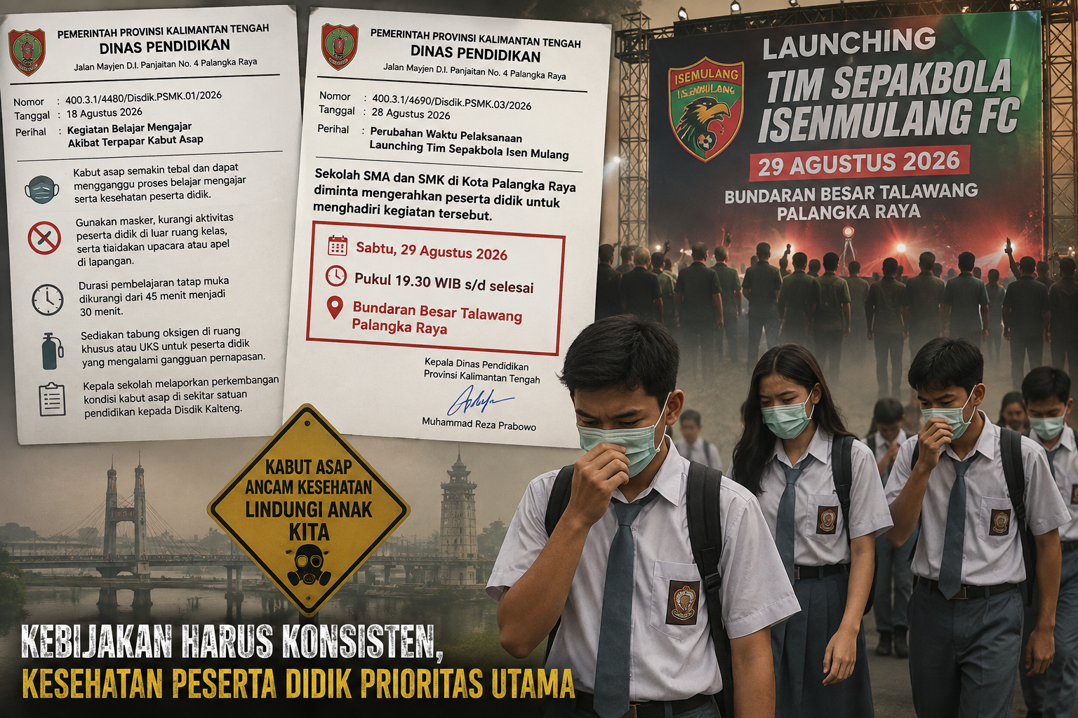 Saat Kabut Asap Mengancam, Siswa Justru Dikerahkan ke Ruang Terbuka, Disdik Kalteng Diminta Jelaskan Kebijakannya