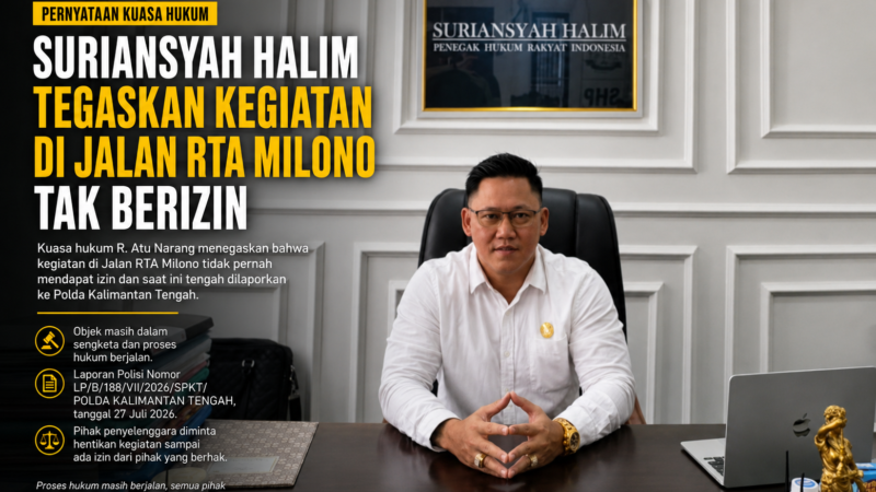 Suriansyah Halim Tegaskan Kegiatan di Jalan RTA Milono Tak Berizin, Minta Proses Hukum Dihormati