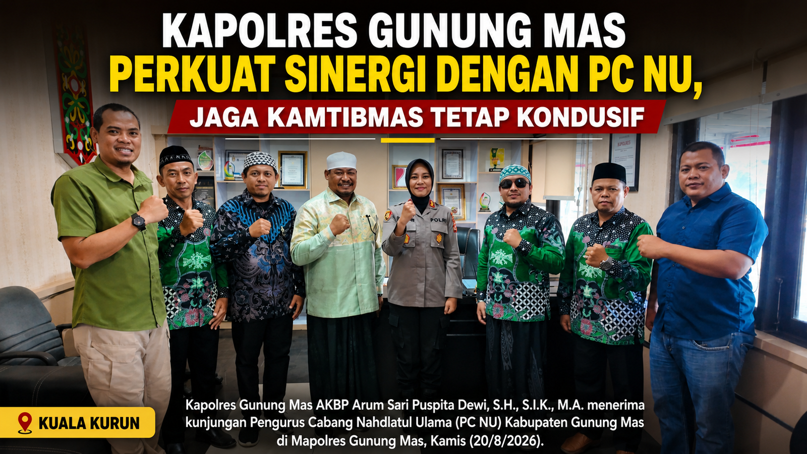Kapolres Gunung Mas Perkuat Sinergi dengan PC NU, Jaga Kamtibmas Tetap Kondusif