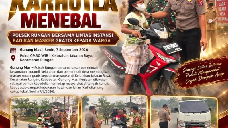 Kabut Asap Makin Pekat, Polsek Rungan Tak Tinggal Diam: Masker Gratis Dibagikan ke Warga