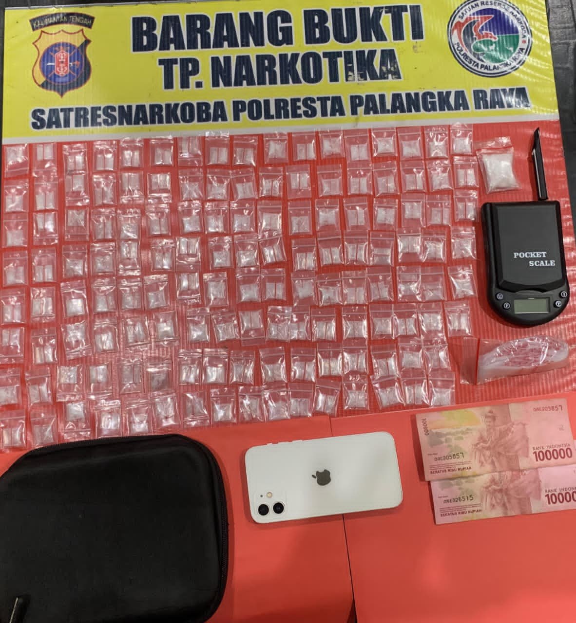 Satresnarkoba Polresta Palangka Raya Amankan 135 Paket Sabu