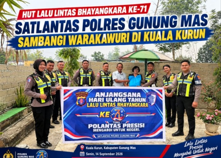 HUT Lalu Lintas Bhayangkara ke-71, Satlantas Polres Gumas Sambangi Warakawuri di Kuala Kurun