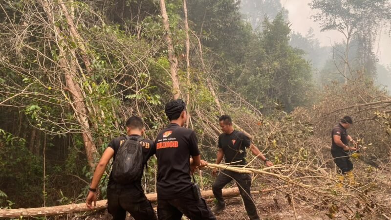 Satbrimob Polda Kalteng Padamkan Api Sekaligus Buka Akses Jalan di Km 36 Tjilik Riwut