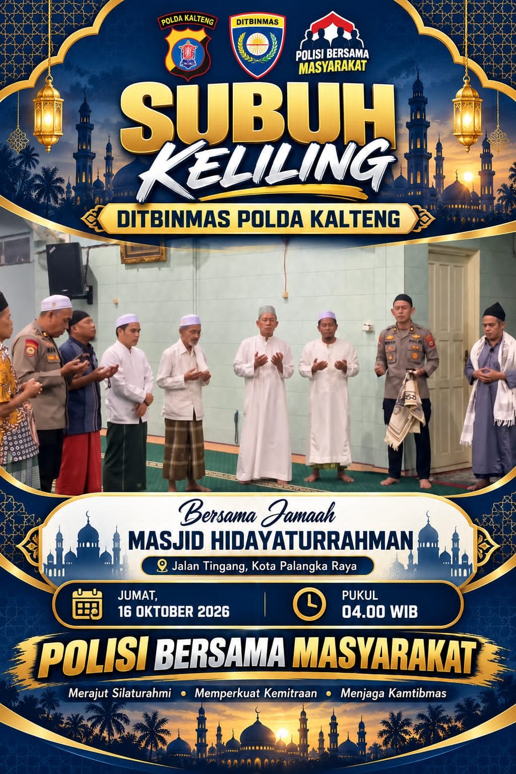 Subuh Keliling Ditbinmas Polda Kalteng di Masjid Hidayaturrahman Palangka Raya